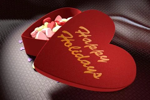 Opened Gift Heart Box With Candy 写真素材