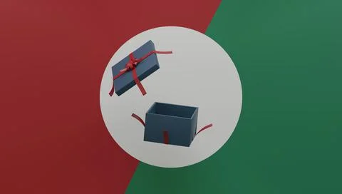 Opened giftbox Christmas theme 3D render illustration Stock Illustration