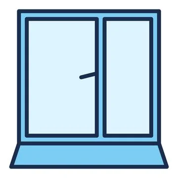 Opened Glass Frame vector Window blue icon or sign Ilustración de archivo