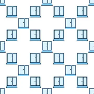 Opened Glass Frame vector Window blue seamless pattern Ilustración de archivo