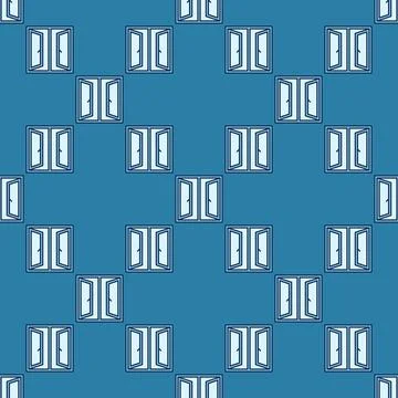 Opened Glass Window vector blue seamless pattern Ilustración de archivo