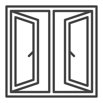 Opened Glass Window vector icon or sign in thin line style Ilustración de archivo