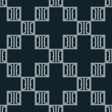 Opened Glass Window vector seamless pattern in thin line style Illustrazione stock