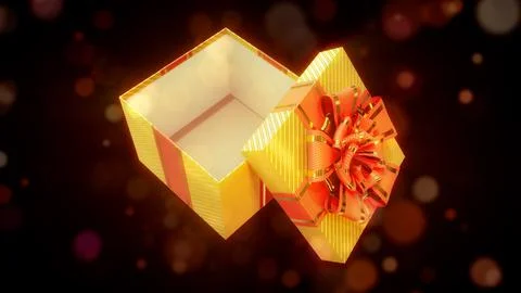 Opened gold and red giftbox - festive concept - abstract 3D rendering Stock Illustration