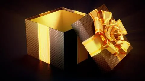Opened golden - black gift box for black friday giveaway Stock Illustration