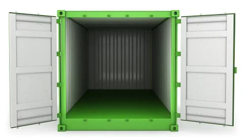 Opened green freight, front view Stock Illustration