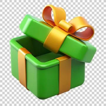 Opened green gift box 3d illustration Stock Illustration