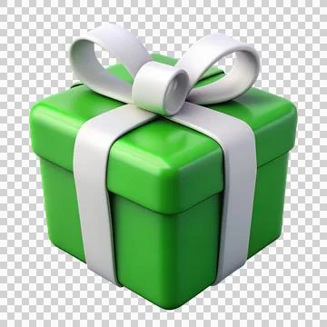 Opened green gift box a white ribbon 3d illustration Stock Illustration
