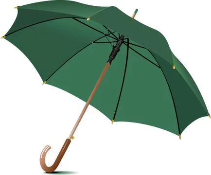 Opened green rain umbrella. Vector illustration Illustrazione stock