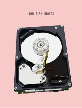 Opened hard disk drive / isometric vector illustration / highly detailed , Ha Stock Illustration