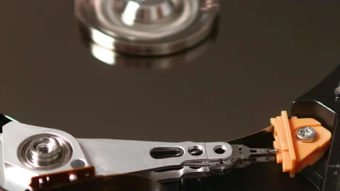 Opened Hard Disk working. Close up of working process of Hard Disk Stock Footage 144033902