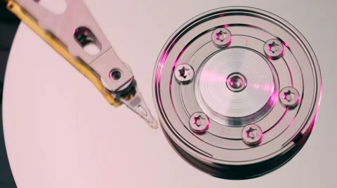Opened hard drive rotating on stand Stock Footage 59862338