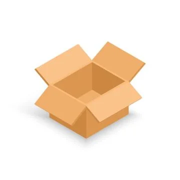 Opened isometric cardboard box. Stock Illustration