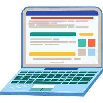 Opened laptop computer screen vector flat icon Stock Illustration