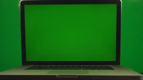 Opened Laptop On A Green Screen Background And A Green Screen, Future, Notebook Stock Footage 37150917