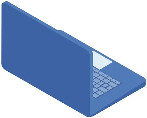 Opened laptop isolated on white back view. Portable computer for work and study Illustrazione stock