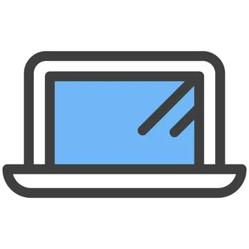 Opened laptop portable pc computer vector icon 스톡 일러스트