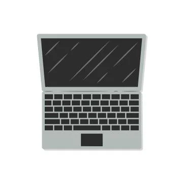 Opened laptop. Top view. Vector illustration. Isolated object on white Stock Illustration