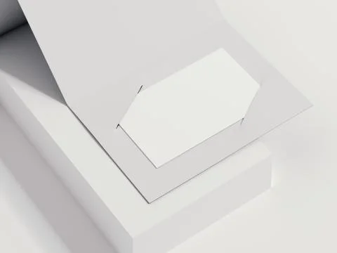 Opened leaflet with business card. 3d rendering Stock-Illustration