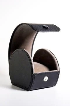 Opened leather accessory box Stock Photos