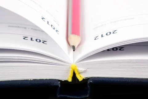 Opened lined diary with a pen inside Stock Photos