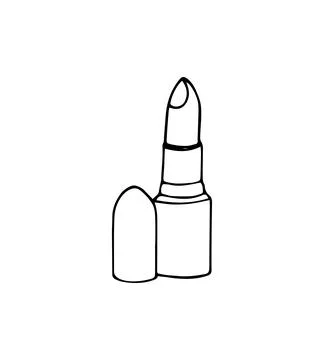 Opened lipstick. Cosmetics. Hand-drawn illustration on white. Stock Illustration
