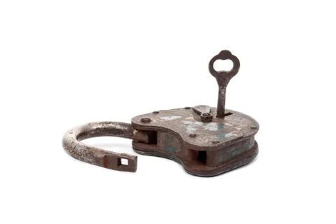 Opened lock and key Stock Photos