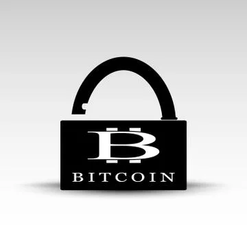 Opened lock with bitcoin logo Stock Illustration