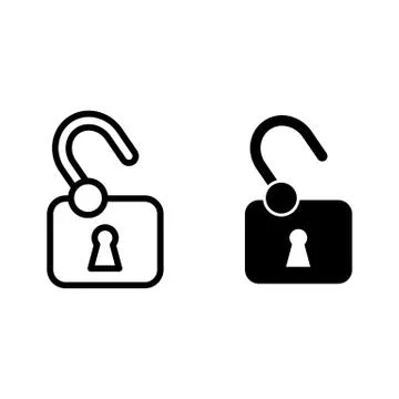 Opened lock line and glyph icon. Padlock vector illustration isolated on white Illustrazione stock