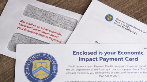 Opened Mail Containing Stimulus Payment Card Stock Footage 153245258