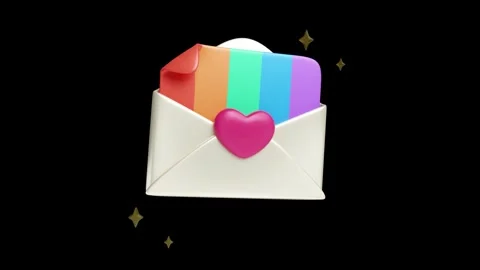 Opened Mail Envelope with Pride Rainbow Colored Letter and Heart. Stock Footage 340283449