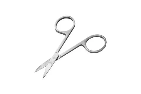 Opened manicure scissors isolated on white background. Stock Photos