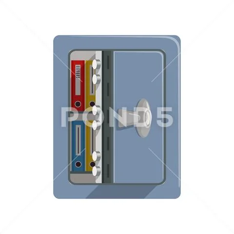 Opened metal armored safe box, safety business box cash secure protection Stock Illustration