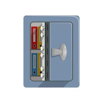 Opened metal armored safe box, safety business box cash secure protection Stock Illustration