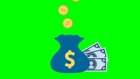Opened Money Bag Full. Open a bag of money and a stack of paper money. Stock Footage 273809961