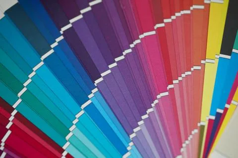 Opened multicolour semicircle sample palette at unusual angle view Stock Photos