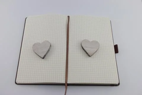 Opened notebook with hearts 스톡 사진