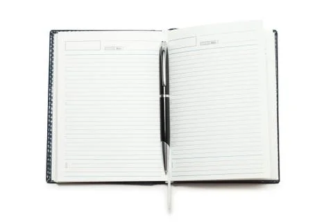 Opened notebook with pen isolated Stock Photos