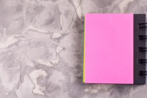 Opened notebook with spiral and blank rectangle page pink color Stock Photos