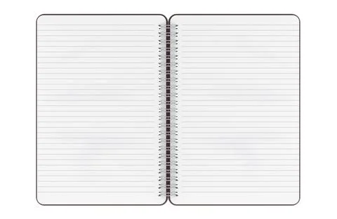 Opened Notebook spiral exercise book with lined paper, 3D rendering Stock Illustration