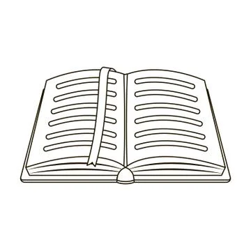 Opened notepad with pencil and pen in top view. Sketchbook or diary. Notebook Stock Illustration