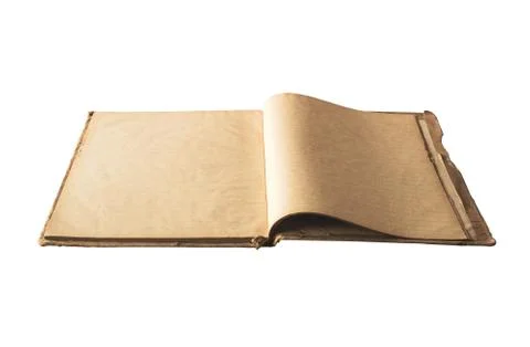 Opened old book, notebook on white background with clipping path easy for dic Stock Photos