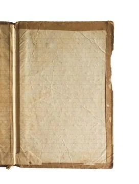 Opened old book, notebook on white background with clipping path easy for dic Stock Photos