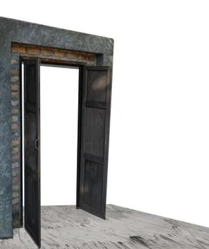 Opened old gate isolated on white background Stock Photos