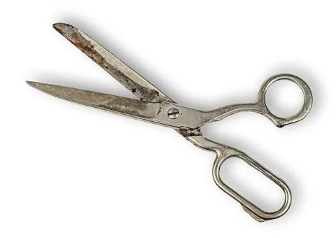 Opened old tailor scissors Stock Photos