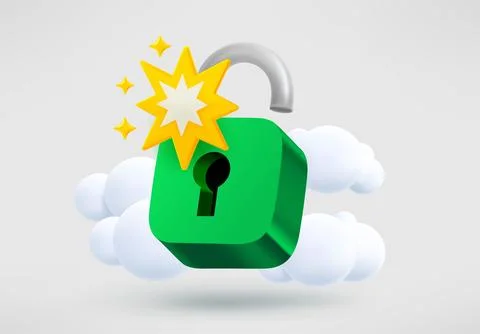 Opened padlock concept. 3d vector illustration Stock-Illustration