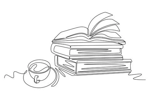 Opened page book with cup of hot black espresso coffee at school library Stock Illustration