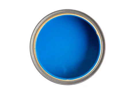 Opened paint tin can, high angel isolated on white Stock Photos