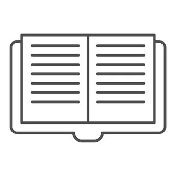 Opened paper book thin line icon. Reading or pocketbook silhouette symbol Stock Illustration