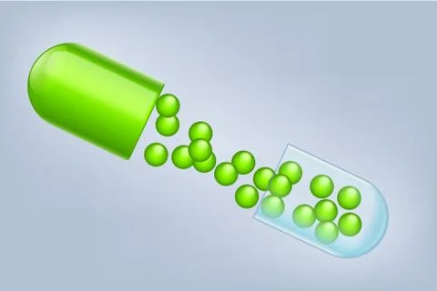 Opened pill Stock Illustration